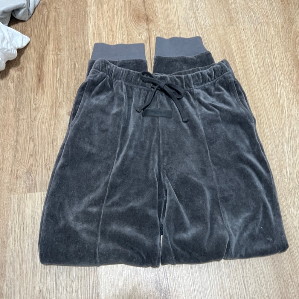 Essentials Black Velour Drawstring sweatpants